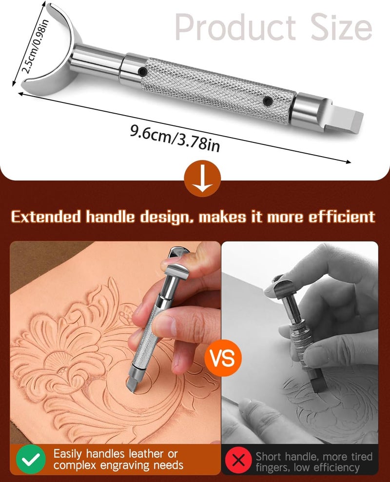 FOUSNOW Leather Swivel Knife, Leather Engraving Knife with Extended Handle, 3 Replaceable Blades for Engraving and Stamping, Professional Diy Craft Tool - Image 5